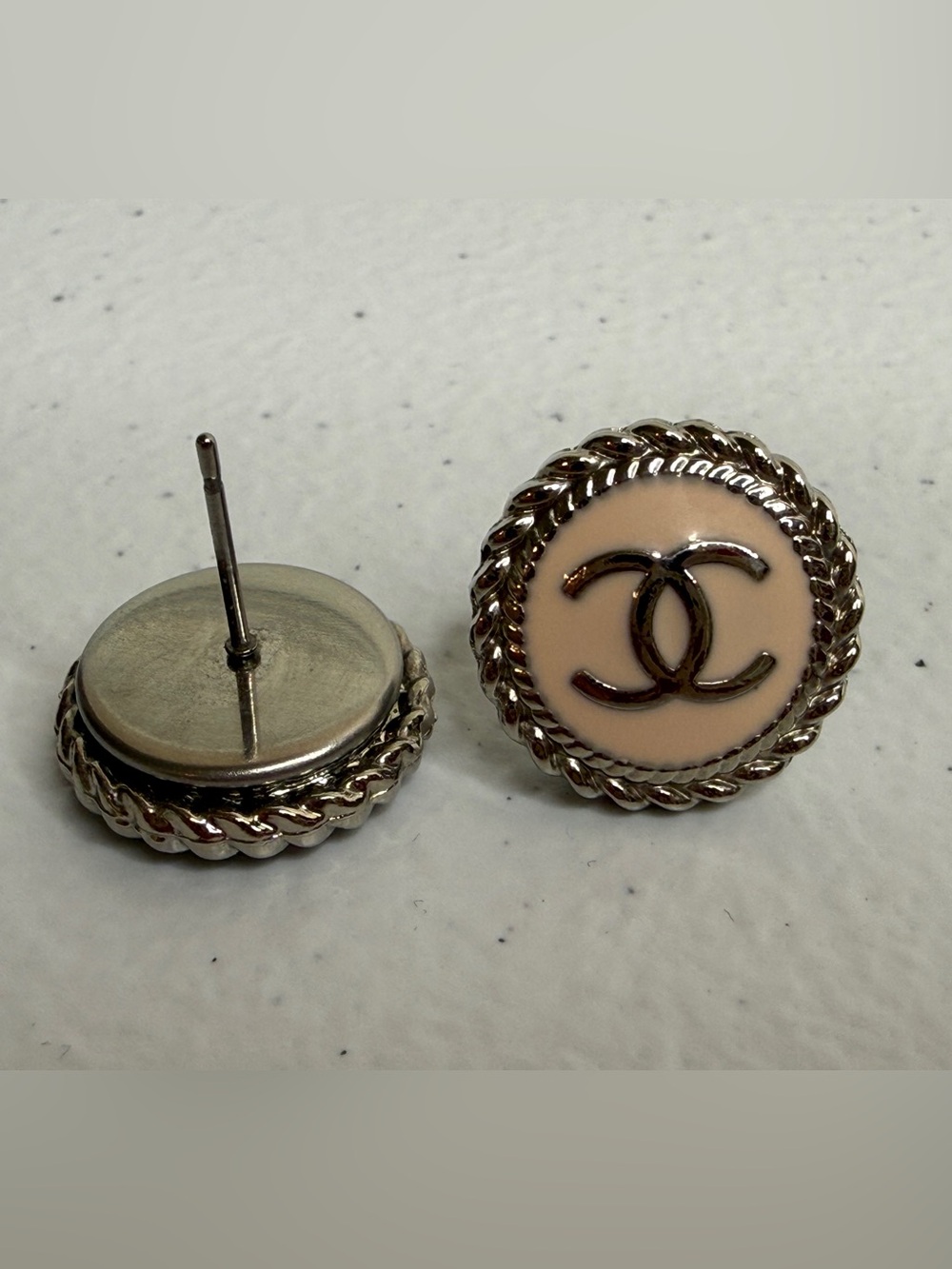 Winifred Design CC Ballet Pink and Silver Tone Stud Earrings